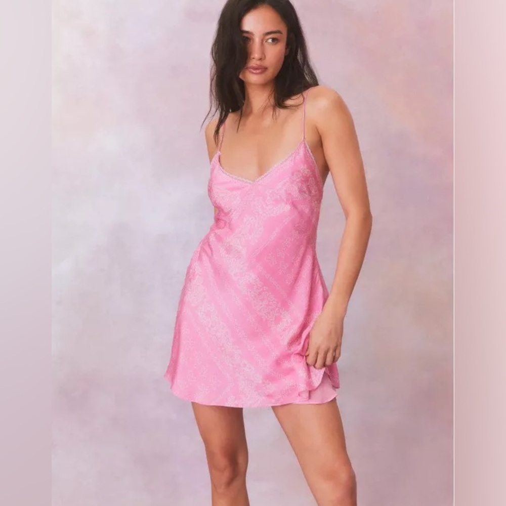❥ LoveShackFancy Pink Silk Mini Dress in Cupid Kiss